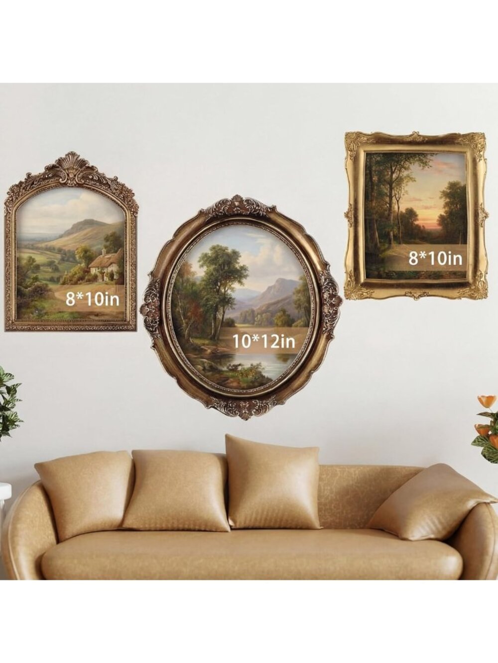 3 Pcs Large Vintage Picture Frames Antique, Retro